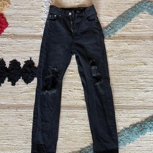Black distressed jeans
